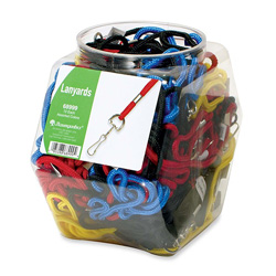 Baumgarten's Red, Blue, Yellow and Black Standard Lanyards with Hook in a Display Bowl, 38"