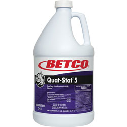 Betco Quat-Stat 5 Disinfectant Gallon, Concentrate Liquid, 128 fl oz (4 quart), Lavender Scent, 4/Carton, Purple