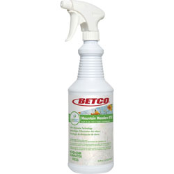Betco RTU Malodor Eliminator Mountain Meadow, Ready-To-Use Liquid, 32 fl oz (1 quart), Mountain Meadow Scent, Clear