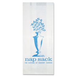 Bagcraft Nap Sack Sanitary Disposal Bags, 4 in x 9 in, White, 1,000/Carton