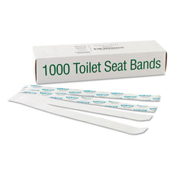 Bagcraft Sani/Shield Printed Toilet Seat Band, Paper, Blue/White, 16 in Wide x 1.5 in Deep, 1,000/Carton
