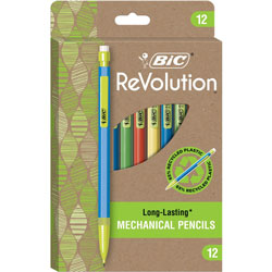 Bic ReVolution Mechanical Pencil, 0.7 mm, HB (#2), Black Lead, Assorted Barrel Colors, 12/Pack