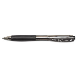 Bic BU3 Retractable Ballpoint Pen, Bold 1 mm, Black Ink/Barrel, Dozen