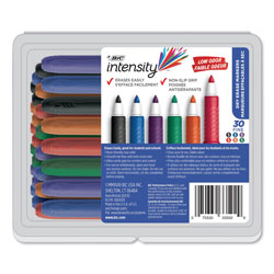 Bic Intensity Low Odor Dry Erase Marker, Fine Bullet Tip, Assorted Colors, 30/Set