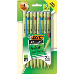 Bic Mecanical Pencil, Recycled, Nonrefillable, .7mm, 24/Pack, Assorted