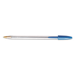Bic Cristal Xtra Smooth Stick Ballpoint Pen, 1mm, Blue Ink, Clear Barrel, Dozen