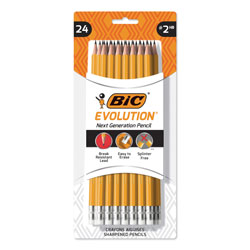 Bic Evolution Pencil, HB (#2), Black Lead, Yellow Barrel, 24/Pack