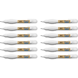 Bic Correction Pen, Fast Drying, Needle-point Tip, 8ml, 12/BX, White