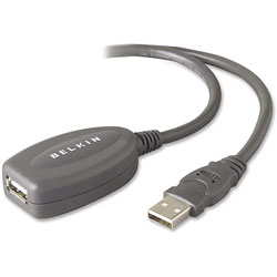Belkin F3U130-16 Gray 16' USB Extension Cable, Connect up to 4 Cables