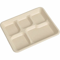 BluTable 5-Compartment Molded Fiber Lunch Tray, 500/Carton