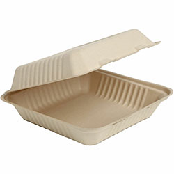 BluTable Portable Clamshell Molded Fiber Container, 200/Carton