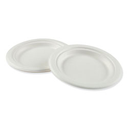 Boardwalk Bagasse Molded Fiber Dinnerware, Plate, 6 in Diameter, White, 1,000/Carton