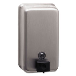 Bobrick ClassicSeries Surface-Mounted Soap Dispenser, 40 oz, 4.75" x 3.5" x 8.13", Stainless Steel (BOB2111)