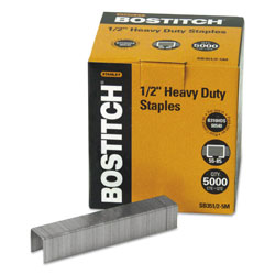 Stanley Bostitch Heavy-Duty Premium Staples, 0.5 in Leg, 0.5 in Crown, Steel, 5,000/Box