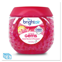 Bright Air Scent Gems Odor Eliminator, Island Nectar and Pineapple, Pink, 10 oz, 6/Carton
