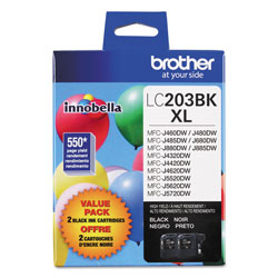Brother LC2032PKS Innobella High-Yield Ink, 550 Page-Yield, Black, 2/PK