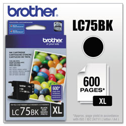 Brother LC75BK Innobella High-Yield Ink, 600 Page-Yield, Black
