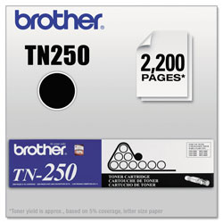 Brother TN250 Toner, 2200 Page-Yield, Black