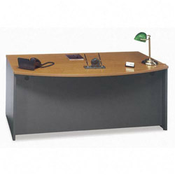 Bush Series C Collection 72W Bow Front Desk Shell, 71.13w x 36.13d x 29.88h, Natural Cherry