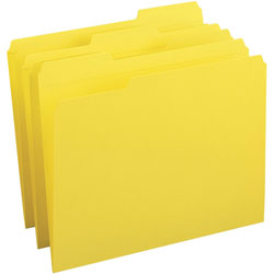 Business Source Folder, 1/3-Cut Tab, 10-1/5 inx12-1/5 inx3-2/5 in , 100/BX, Yellow