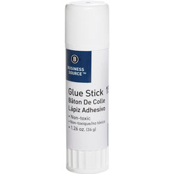 Business Source Glue Stick, Permanent, Acid-free, 1.26 oz., White