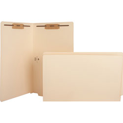 Business Source Fastener Folders, w/2-Ply Tab, Pos 1 and 3, Legal, 50/BX, Manilla