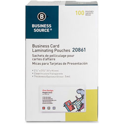 Business Source Laminating Pouch, Bus Card, 5Mil, 2-1/4 in x 3-3/4 in, 100/BX, CL