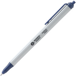 Business Source Ballpoint Pen, Retract, Clip, Med Pt, Gray Barrel, Blue Ink
