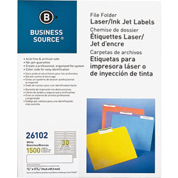 Business Source Label, File Folder, Laser/Inkjet, White