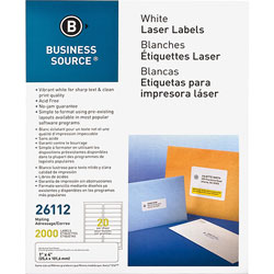 Business Source Label, Mailing, Laser, 1" x 4", 2000 Pack, White