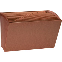 Business Source Accordion File, No Flap, 21 Pockets, A-Z, Legal, 15 inx10 in, Brown