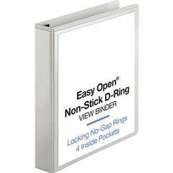 Business Source View Binder, Locking D-Ring, 1-1/2 in Capacity, Letter, White