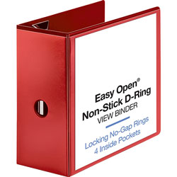 Business Source View Binder, D-ring, 5 in Capacity, 11 inx8-1/2 in, Red