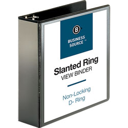 Business Source 39% Recycled D-Ring Binder, 3 in Capacity, Black