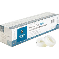 Business Source Invisible Tape, 3/4"x1000", 1" Core