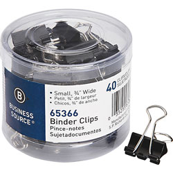 Business Source Binder Clips, Small, 12/PK, Black