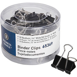 Business Source Binder Clips, SM/MD, 60/PK, Black