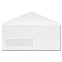 Business Source V-Flap Window Display Envelopes, No. 9, 500/BX, White
