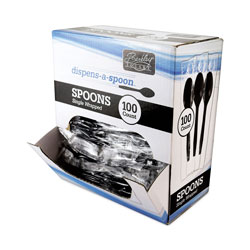 Berkley Square Dispens-a Spoon, Individually Wrapped, Mediumweight, Teaspoons, Black, 100/Box