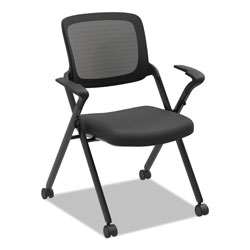 Hon VL314 Mesh Back Nesting Chair, Black Seat/Black Back, Black Base