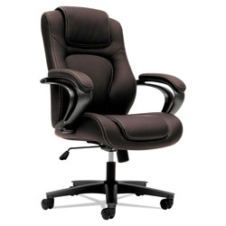 Basyx by Hon HVL402 Series Executive High-Back Chair, Supports up to 250 lbs., Brown Seat/Brown Back, Black Base