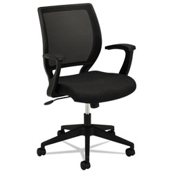 Basyx by Hon HVL521 Mesh Mid-Back Task Chair, Supports up to 250 lbs., Black Seat/Black Back, Black Base
