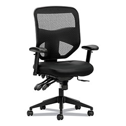 Hon Prominent Mesh High-Back Task Chair, Leather, Supports up to 250 lbs., Black Seat, Black Back, Black Base