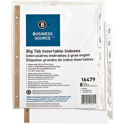 Business Source 8-Tab Index Tabs, White