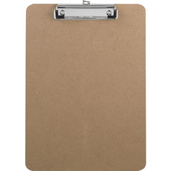 Business Source Clipboard, w/Flat Clip/Rubber Grips, 9 in x 12-1/2 in, Brown