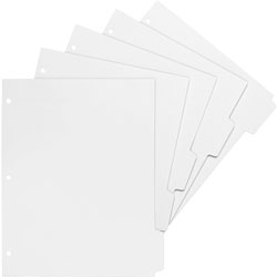 Business Source Dividers w/Print-On Tabs,f/Xerox 5090,3HP,Ltr,50ST/BX,White