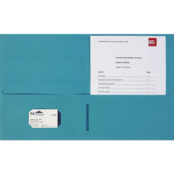Business Source Double Pocket Portfolio, 8-1/2 in x 11-1/2 in, 125Shts, 25/BX, Teal