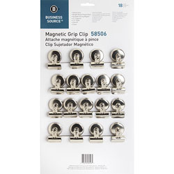 Business Source Magnetic Clips,Display Pack,Sz 1,1-1/4 inW,3/8 inCap,18/BX
