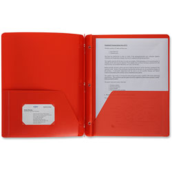 Business Source Poly Portfolio, 3 Prong, 2 Pockets, Letter, .3mil, Red