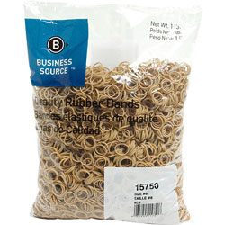 Business Source Rubber Bands, Size 8, 1 lb bag, Natural Crepe